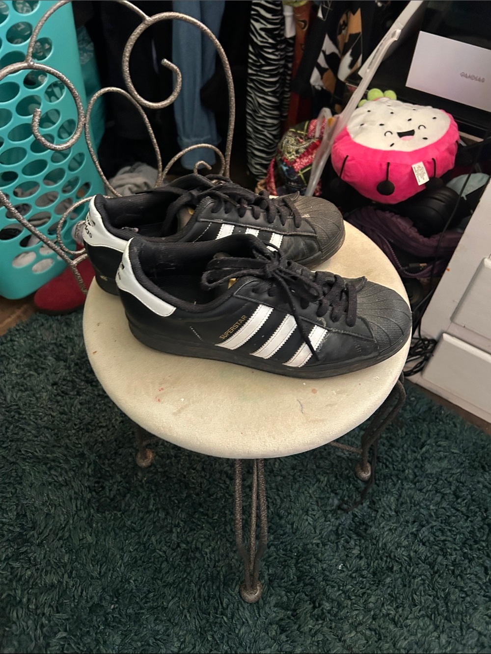adidas Black and White Superstar Sneakers with Shell Toe